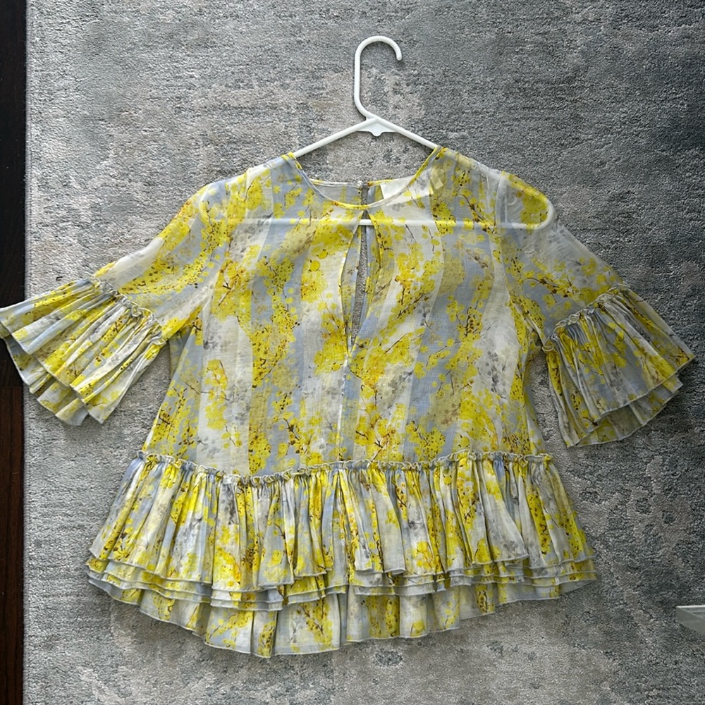 H&M Yellow Floral Top Size 4